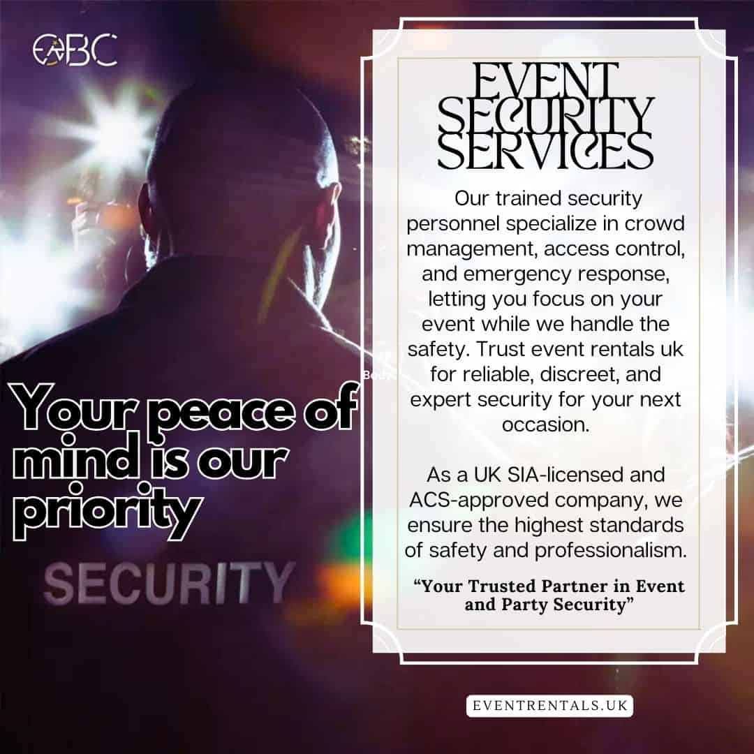 Our security services ensure the safety and peace of mind of your event and guests alike