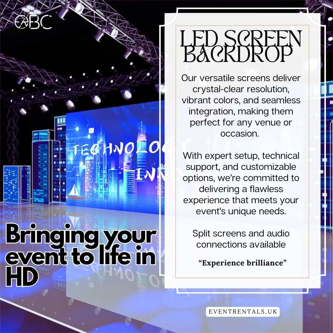 Our LED Screen offers the ultimate event styling and entertainment experience