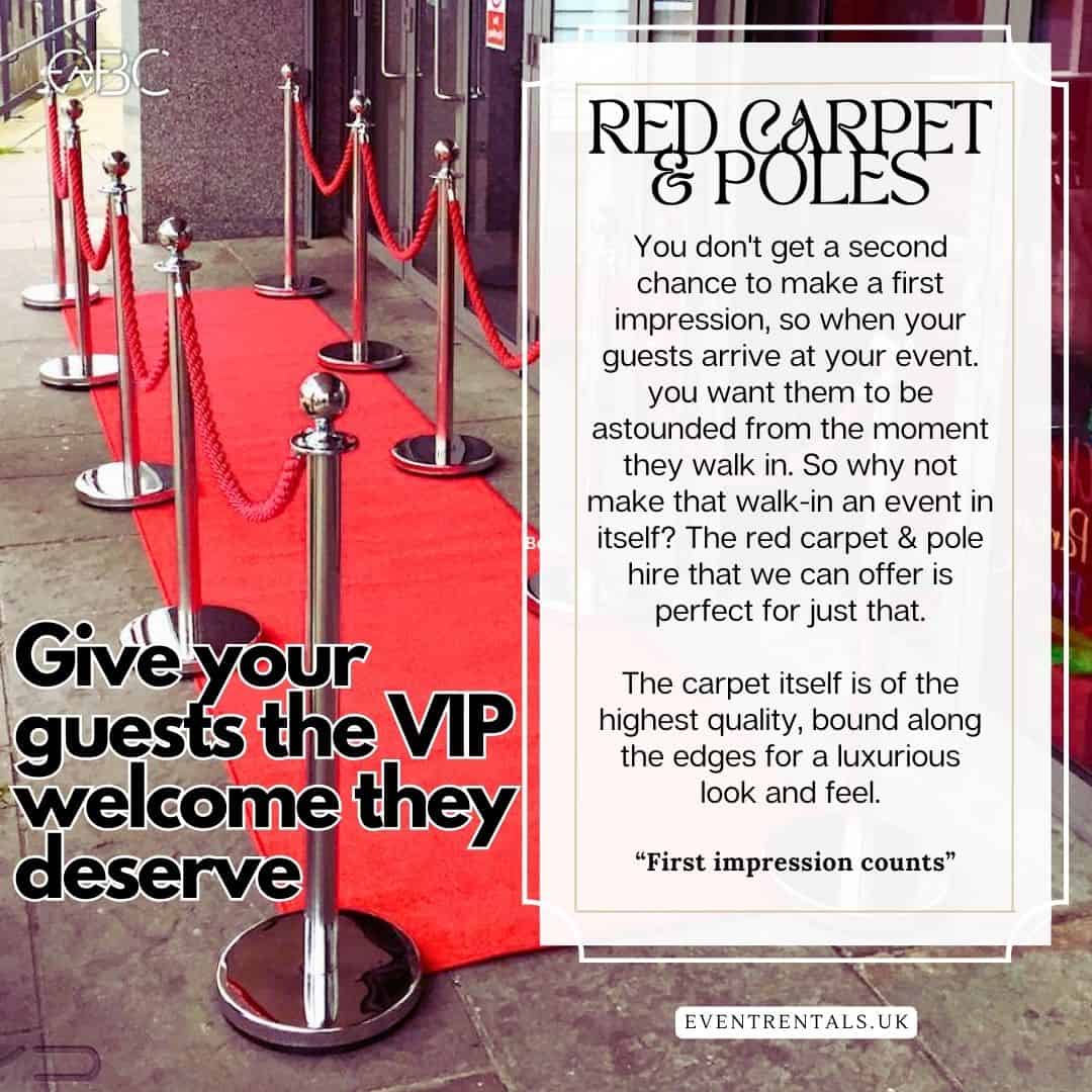 Our red carpet and pole setup offers the ultimate event styling experience