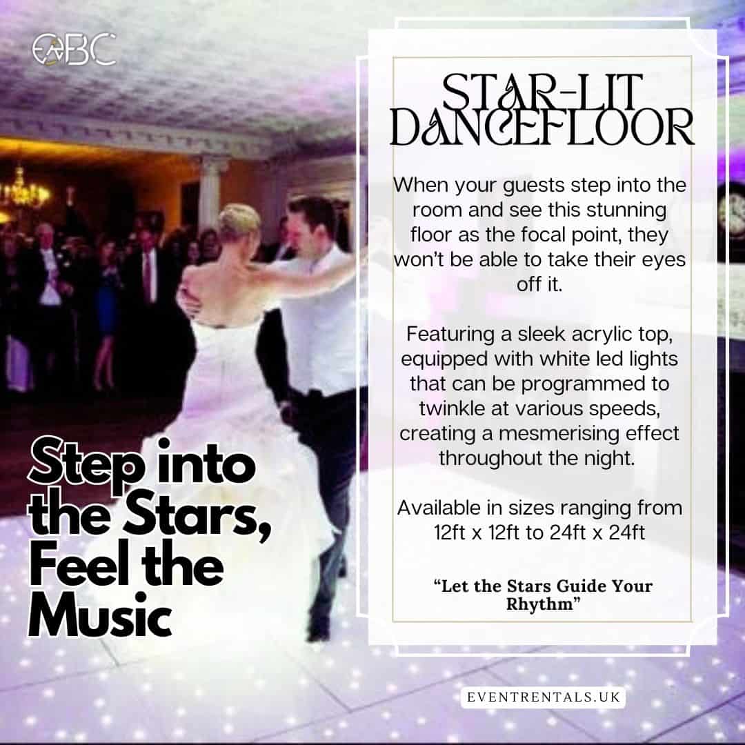 Quality Star-Lit dancefloor setup to ensure maximum enjoyable and spectacular experience